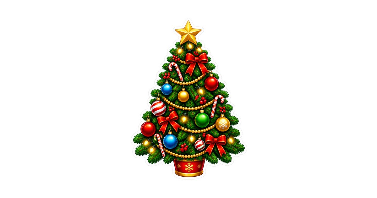 Decorated Christmas Tree (Candy Cane Ornaments) Clipart — Free ...