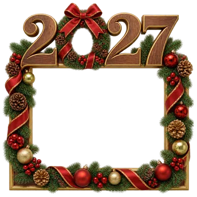 Christmas Garland Frame (Poinsettia Border) Clipart — Free Transparent ...
