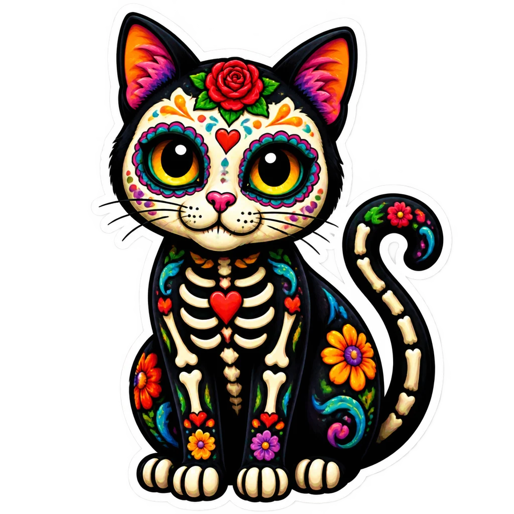 Sugar Skull Cat Clipart — Free Transparent PNG | InfyPNG